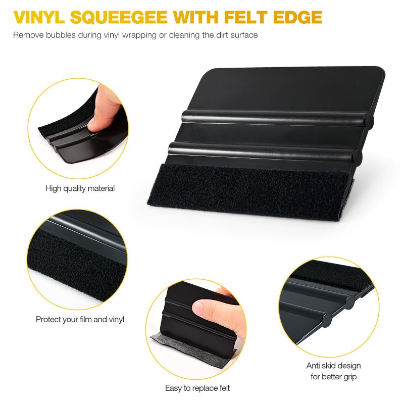 Gomake Vinyl Wrap Tool Set Window Tint Kit Window Tint Tools Small Rubber Squeegee  Car Window Tint Application Kit Vinyl Wrap Tools Felt Squeegee for Car Wrapping Window Cleaning - Image 2